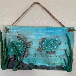 Wood turtle wall hanging